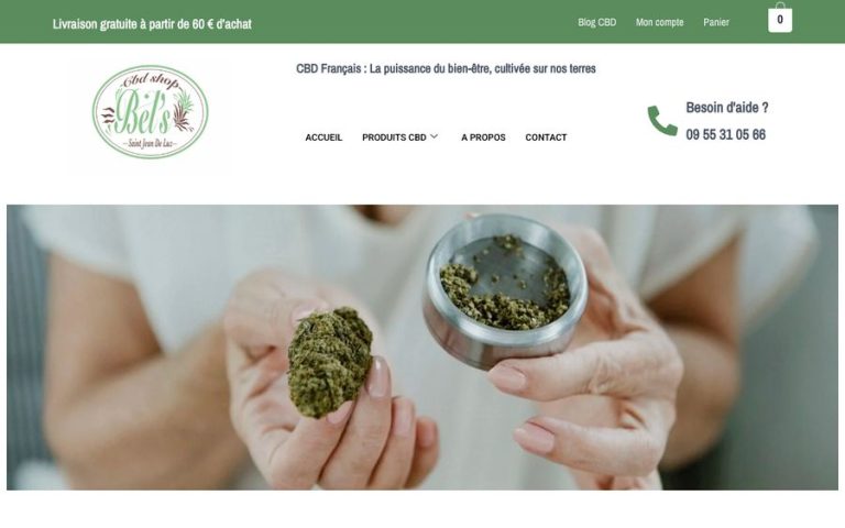 Capture de la page d’accueil de Bel&rsquo;s CBD