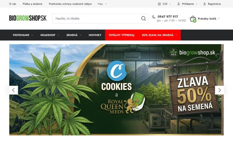 Capture de la page d’accueil de Biogrowshop