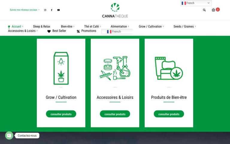 Capture de la page d’accueil de Canna Theque