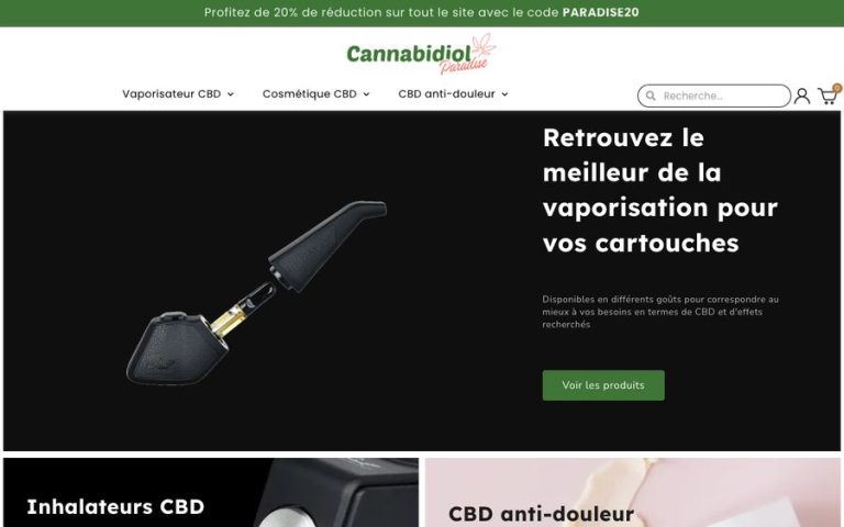 Capture de la page d’accueil de Cannabidiol Paradise
