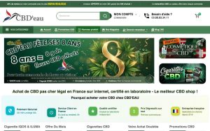Capture de la page d’accueil de CBD Eau