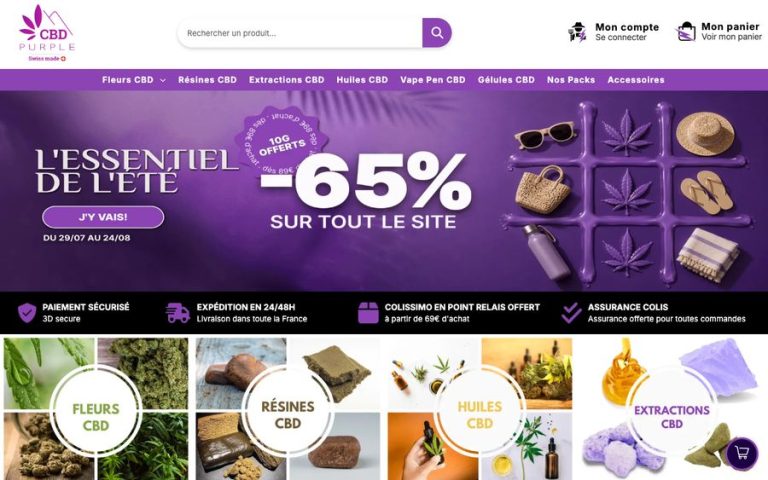 Capture de la page d’accueil de CBD Purple