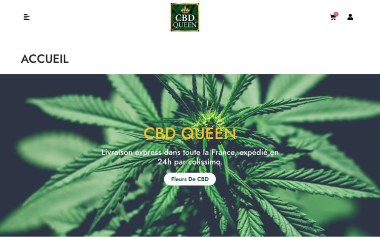 Capture de la page d’accueil de CBD Queen