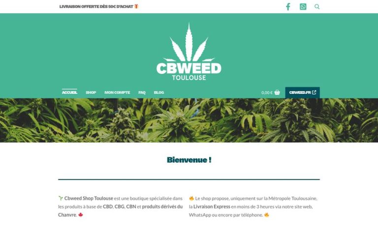 Capture de la page d’accueil de Cbweed Toulouse – CBD Shop