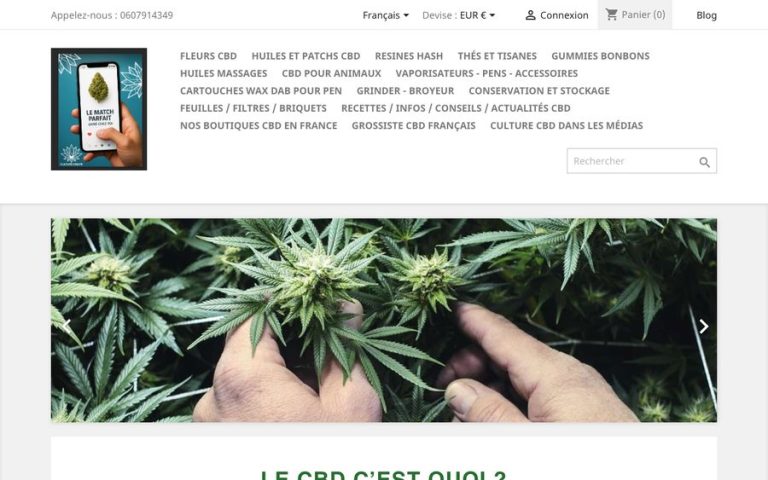 Capture de la page d’accueil de Culture CBD