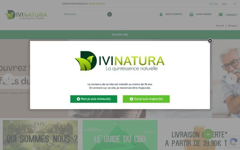 Capture de la page d’accueil de Divinatura CBD