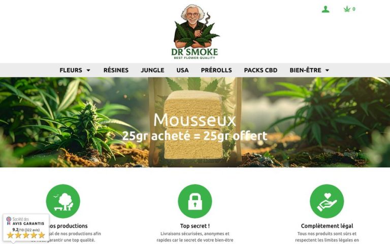 Capture de la page d’accueil de dr smoke