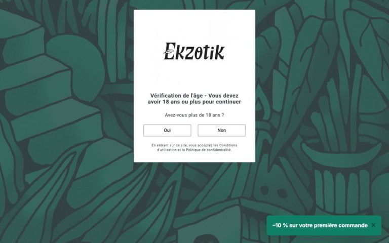 Capture de la page d’accueil de Ekzotik