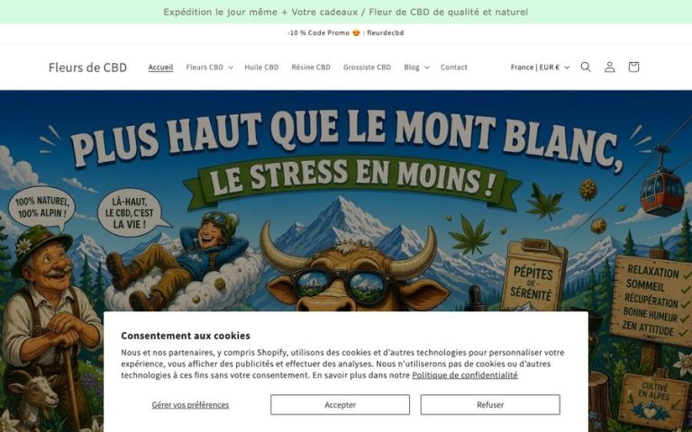 Capture de la page d’accueil de Fleur de CBD