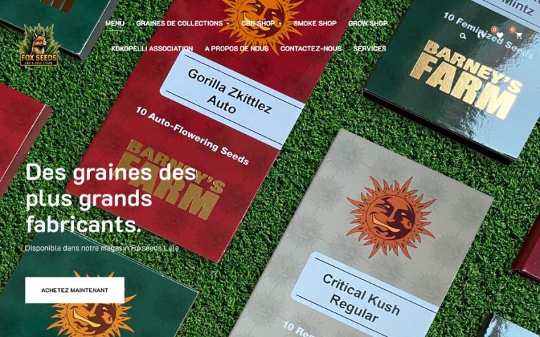 Capture de la page d’accueil de Fox Seeds