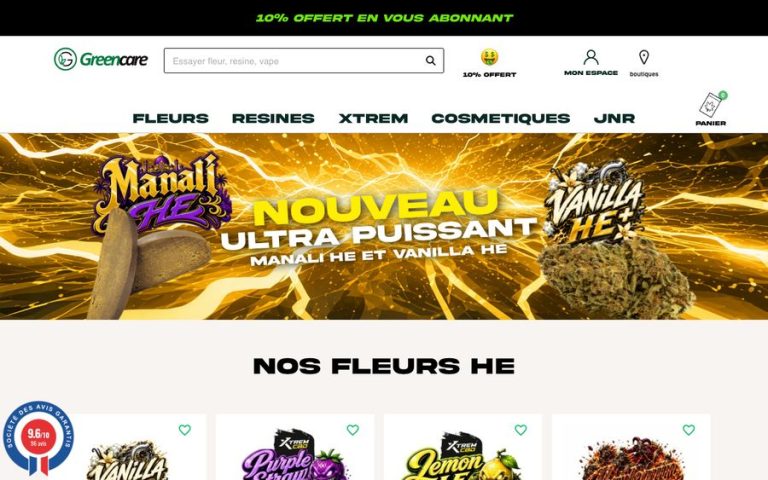 Capture de la page d’accueil de Green Care