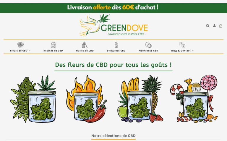 Capture de la page d’accueil de Green Dove