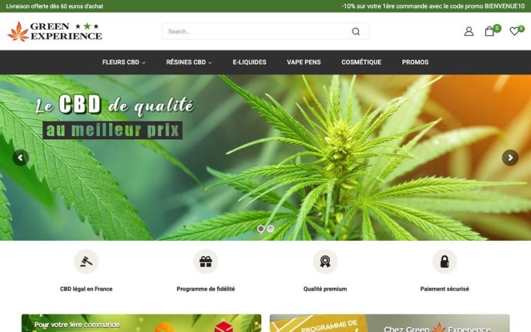 Capture de la page d’accueil de Green Experience