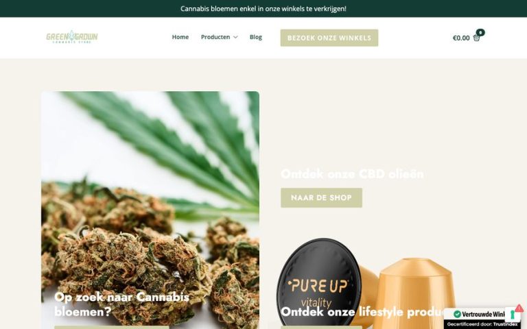 Capture de la page d’accueil de Green Grown