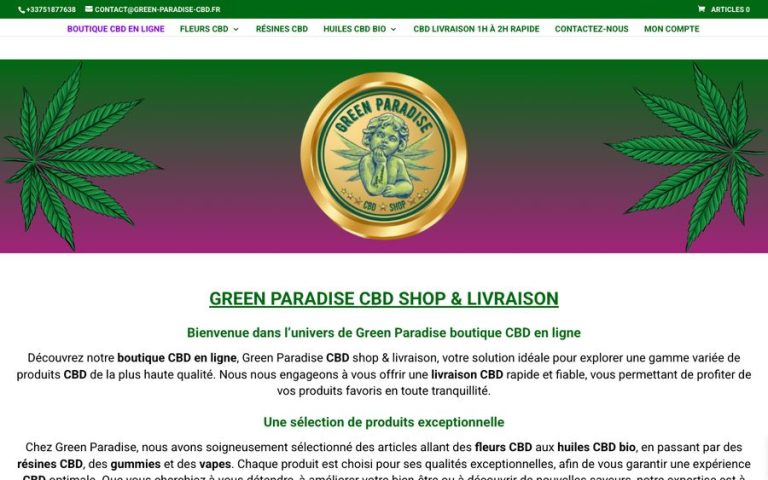 Capture de la page d’accueil de Green Paradise Shop