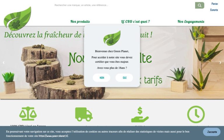 Capture de la page d’accueil de Green Planet
