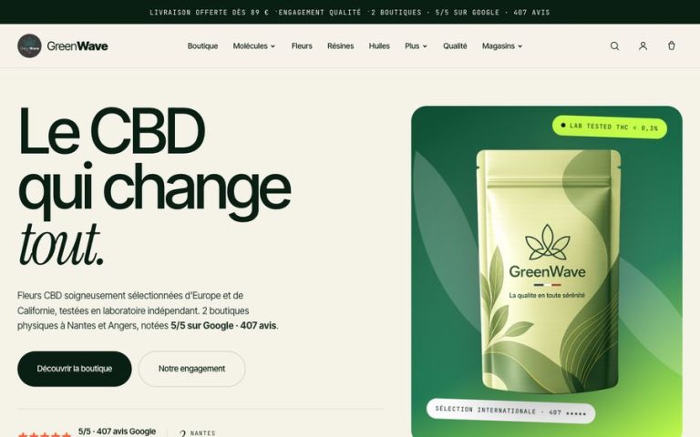 Capture de la page d’accueil de GreenWave