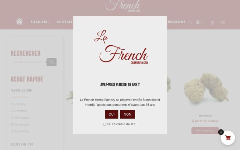 Capture de la page d’accueil de Hemp Shop