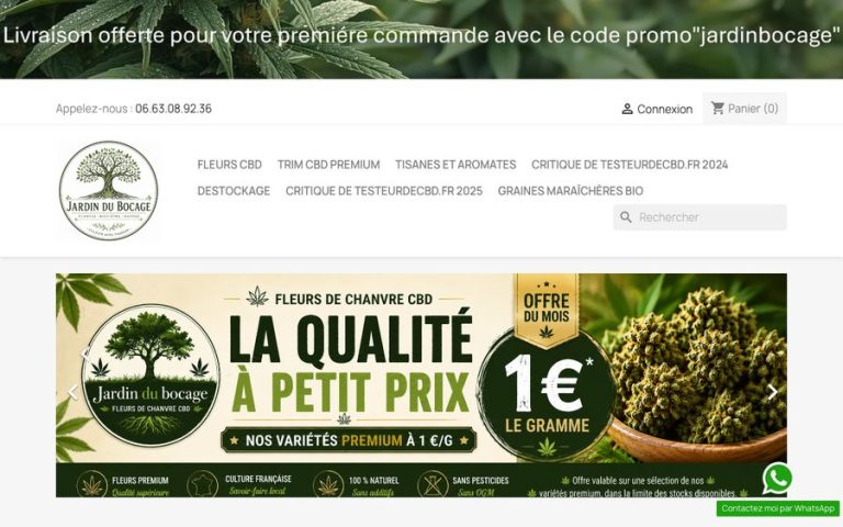 Capture de la page d’accueil de Jardin du Bocage