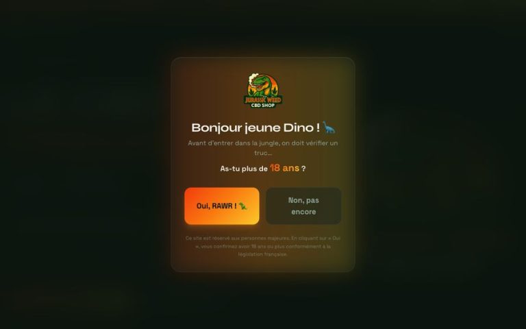 Capture de la page d’accueil de Jurassic Weed