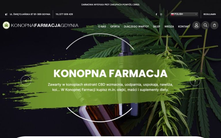 Capture de la page d’accueil de Konopna Farmacja Gdynia
