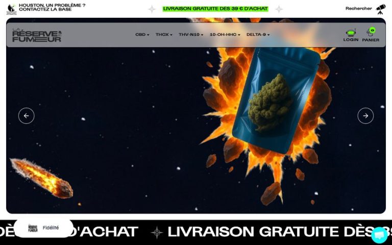 Capture de la page d’accueil de La Réserve du Fumeur – CBD Shop