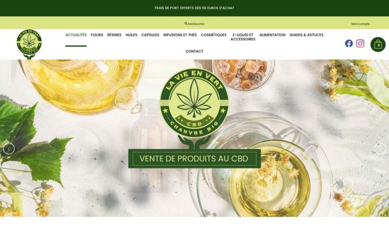 Capture de la page d’accueil de La Vie en Vert