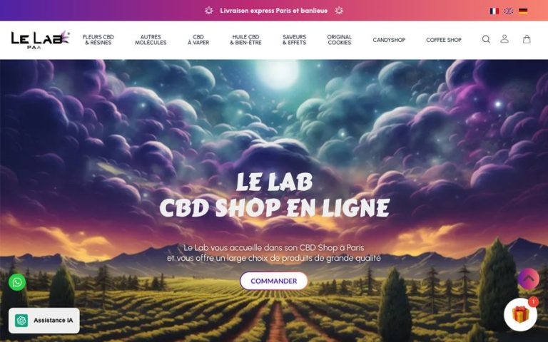 Capture de la page d’accueil de Le Lab