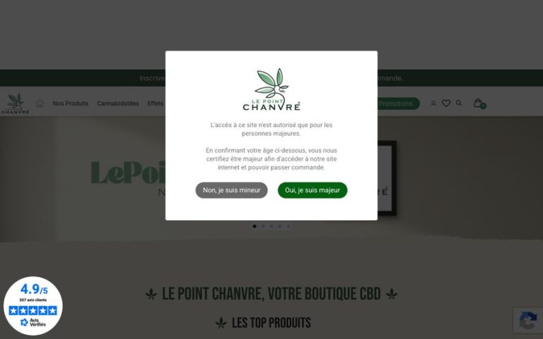 Capture de la page d’accueil de Le Point Chanvre