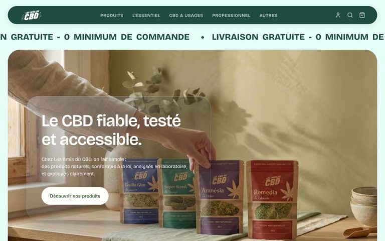 Capture de la page d’accueil de Les Amis du CBD