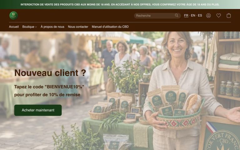Capture de la page d’accueil de L&rsquo;Or Vert Français
