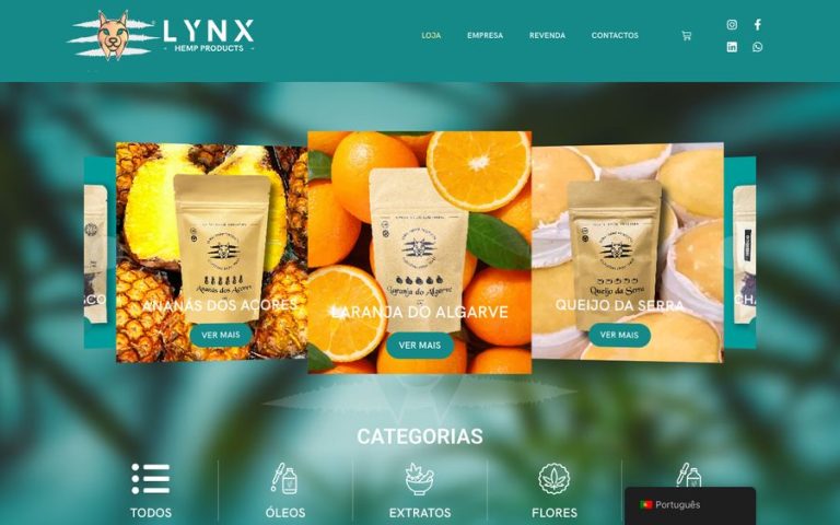 Capture de la page d’accueil de Lynx Hemp Products
