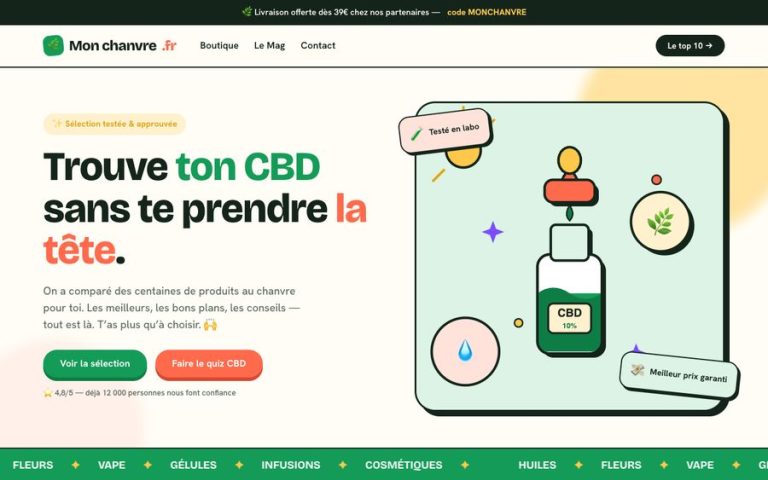 Capture de la page d’accueil de Mon Chanvre