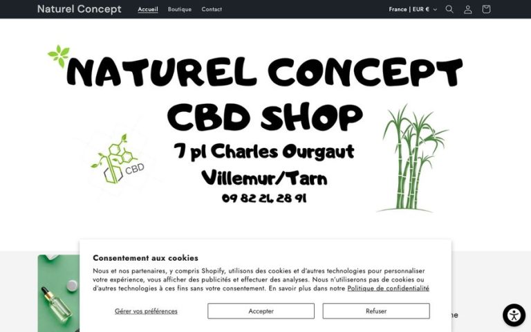 Capture de la page d’accueil de Naturel Concept