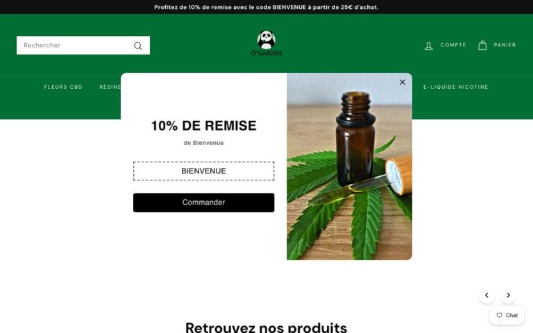 Capture de la page d’accueil de O&rsquo;Garden