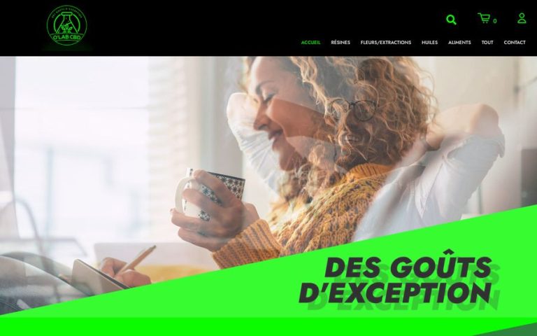 Capture de la page d’accueil de O’LAB CBD