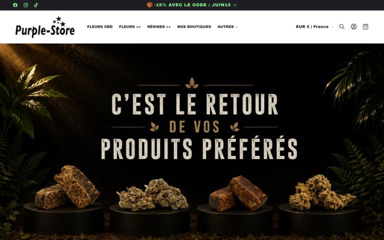 Capture de la page d’accueil de Purple Store
