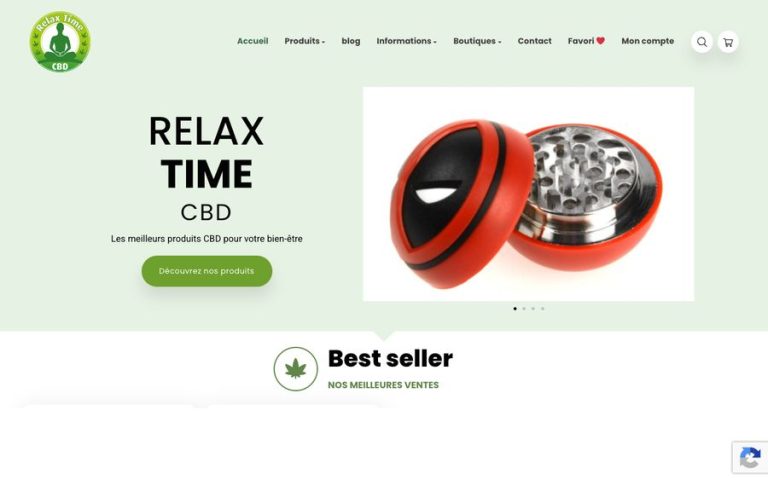 Capture de la page d’accueil de Relax Time CBD