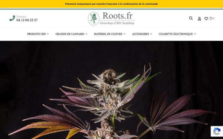 Capture de la page d’accueil de Roots Seeds