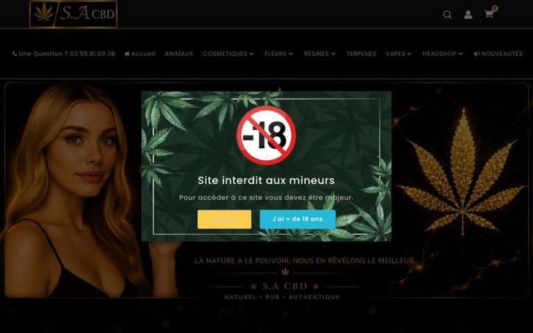 Capture de la page d’accueil de SA CBD