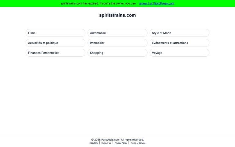 Capture de la page d’accueil de Spirit Strains