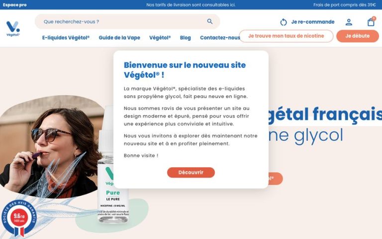 Capture de la page d’accueil de Vegetol Store